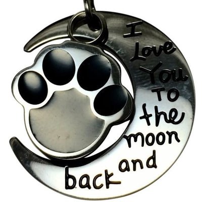 I Love You To The Moon & Back Dog Paw Pendant