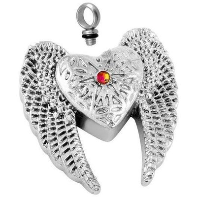 Winged Heart Red Dot Pendant